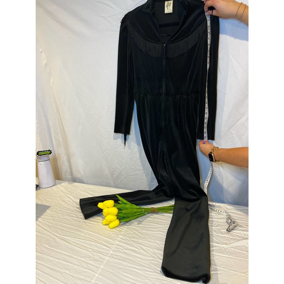 Black Velour Western Style Jumpsuit - Picture 6 of 12